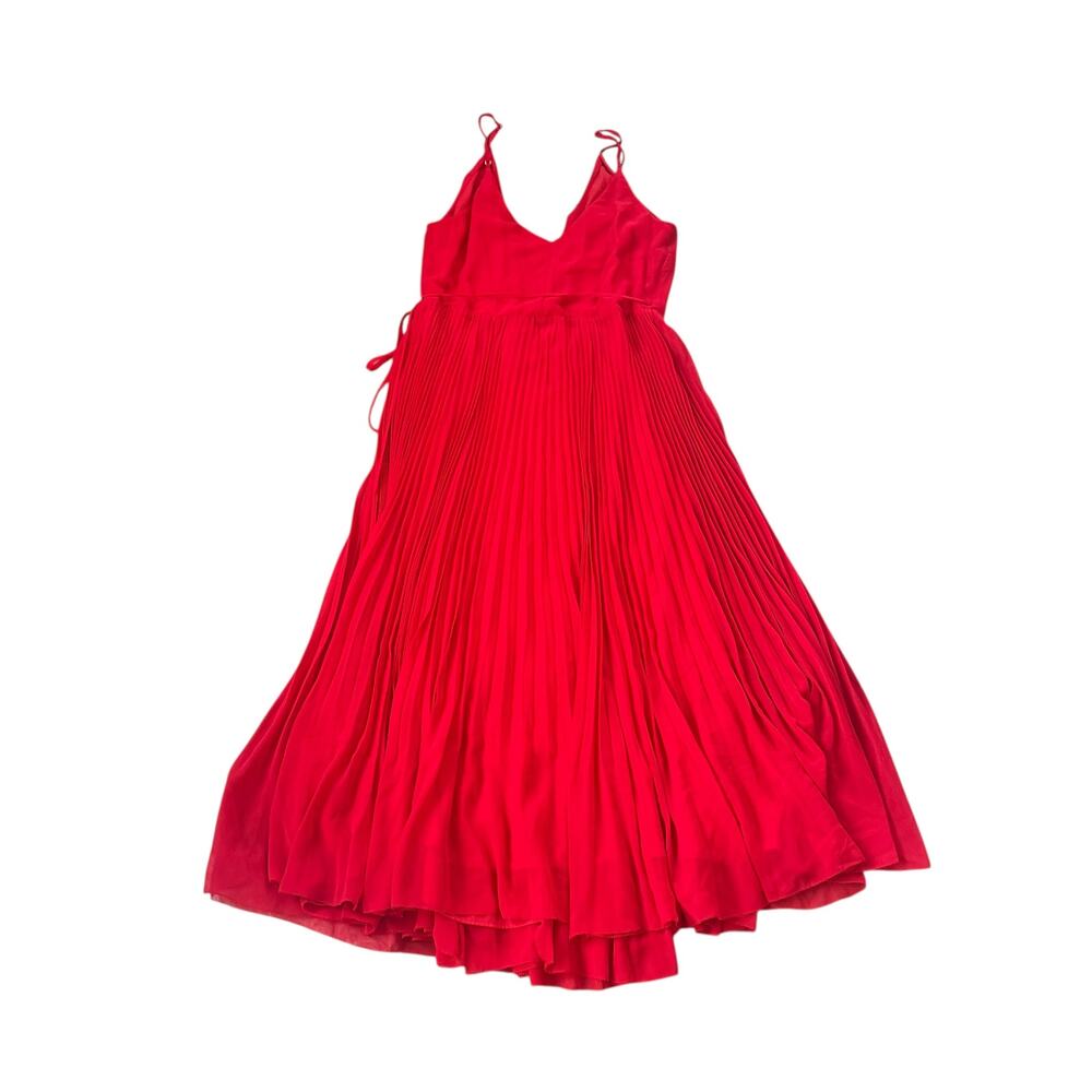 Aritzia Wilfred Wrap Pleated Midi Dress Red - Picture 3 of 11